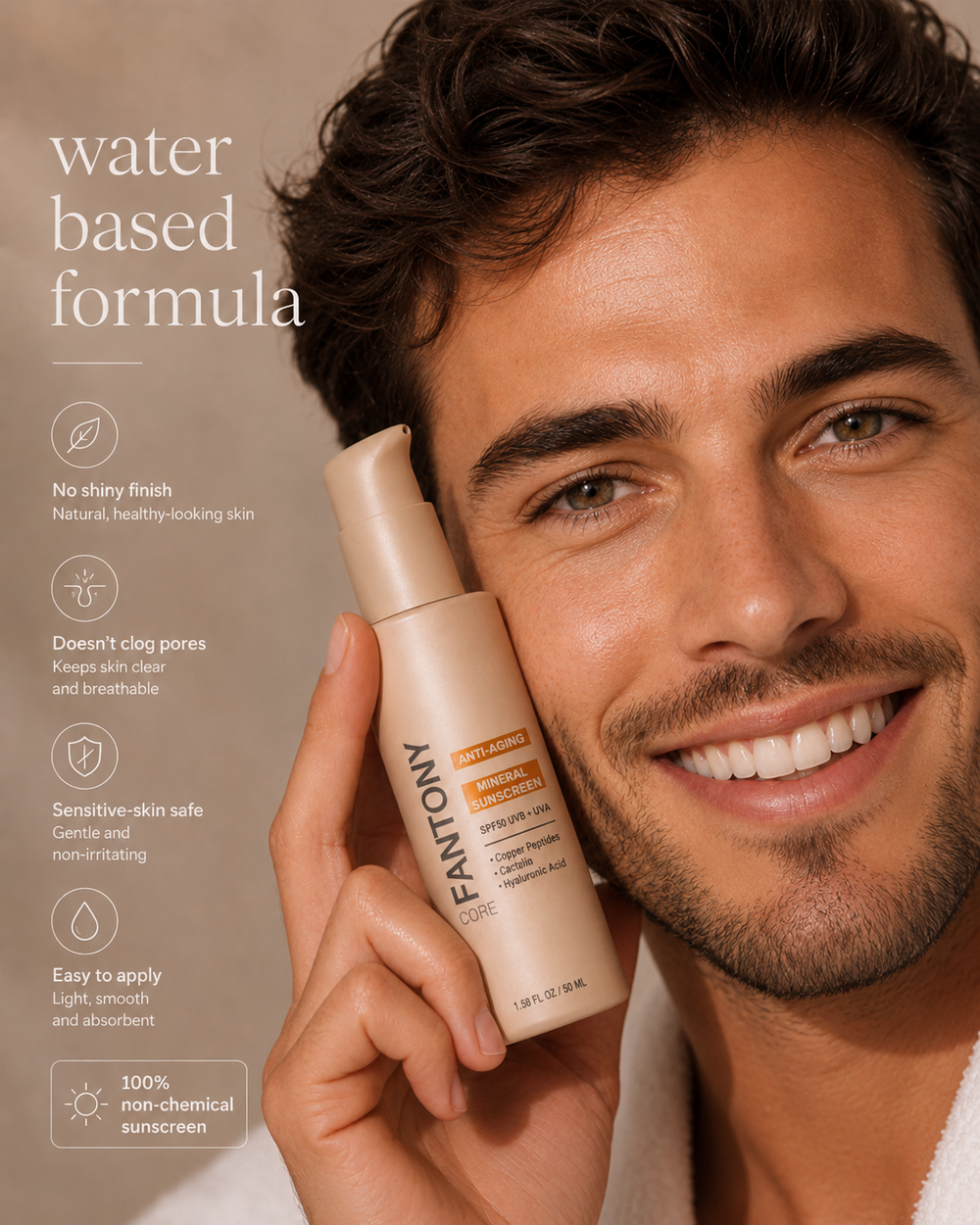 NEW innovative mineral sunscreen formula designed to reverse early signs of aging